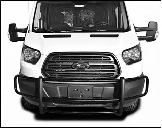 E0027B – TRAILFX Grille Guard, 1-Piece Powder Coated Gloss Black Steel 1-1/2 Inch Diameter With Brush Guard Without S...